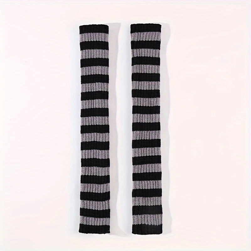 Stripped Knit Emo Gloves