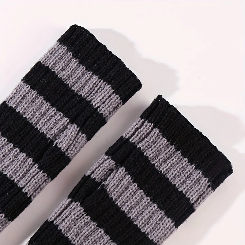 Stripped Knit Emo Gloves